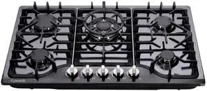 30 Inch Gas Cooktop, Built-in Stainless Steel Gas Stovetop 5 High Efficiency Burners Gas Stove LPG/NG Convertible Gas Hob (Black) 30 Inch Gas Cooktop, Built-in Stainless Steel Gas Stovetop 5 High Efficiency Burners Gas Stove LPG/NG Convertible Gas Hob (Black)
