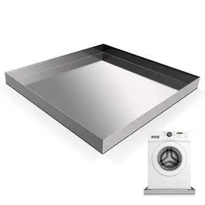 28" x 30" x 2.5" Washing Machine Pan, Leak Protection for Laundry Room | Washing Machine Tray with Anti-Slip Bottom Pad, Raised Edge Drain Pan, No Hole, Heavy Duty 304 Stainless Steel 28" x 30" x 2.5" Washing Machine Pan, Leak Protection for Laundry Room | Washing Machine Tray with Anti-Slip Bottom Pad, Raised Edge Drain Pan, No Hole, Heavy Duty 304 Stainless Steel