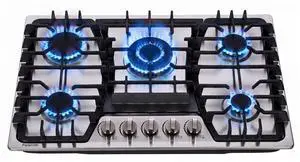 30 Inch Gas Cooktop, 5 Burners Built-in Stove Top Stainless Steel Propane/Natural Gas Convertible Sealed Dual Fuel Hob 30 Inch Gas Cooktop, 5 Burners Built-in Stove Top Stainless Steel Propane/Natural Gas Convertible Sealed Dual Fuel Hob