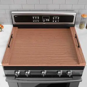 Walnut-colored Wood Noodle Board Stove Cover with Handles - 30x22 Large Stove Top Covers for Gas Burners, Decorative Wooden Stove Topper for Electric Range, Extra Counter Space for Farmhouse Walnut-colored Wood Noodle Board Stove Cover with Handles - 30x22 Large Stove Top Covers for Gas Burners, Decorative Wooden Stove Topper for Electric Range, Extra Counter Space for Farmhouse
