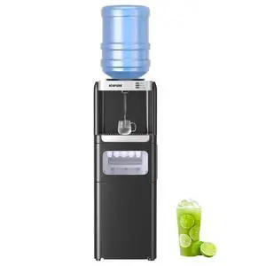 Water Cooler Dispenser with Build-in Ice Maker, Hot and Cold Water Dispenser with Bullet Ice Maker, 33lbs/24H, Child-Lock,Top Loading Water Cooler Dispenser with Build-in Ice Maker, Hot and Cold Water Dispenser with Bullet Ice Maker, 33lbs/24H, Child-Lock,Top Loading