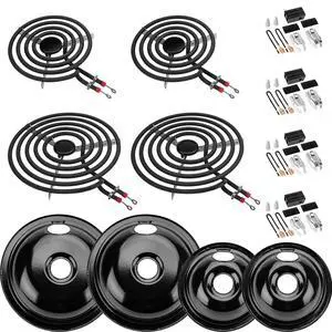 5304430149 5304430150 Black Porcelain Drip Pan & MP22YA Electric Range Burner Element Unit Set with 330031 Range Burner Receptacle Kit Compatible with Frigidaire Kenmore Range Oven/Stove by 5304430149 5304430150 Black Porcelain Drip Pan & MP22YA Electric Range Burner Element Unit Set with 330031 Range Burner Receptacle Kit Compatible with Frigidaire Kenmore Range Oven/Stove by