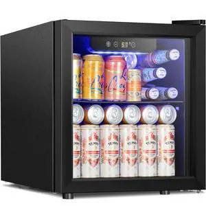 48 Can Mini Fridge Cooler - Beverage Refrigerator Black Glass Door for Beer Soda or Wine, Small Drink Dispenser Machine Electronic Temperature Control for Home, Office or Bar, 1.3cu.ft 48 Can Mini Fridge Cooler - Beverage Refrigerator Black Glass Door for Beer Soda or Wine, Small Drink Dispenser Machine Electronic Temperature Control for Home, Office or Bar, 1.3cu.ft