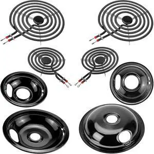 Porcelain Drip Pan & MP22YA Stove Burner Fit for Amana Whirlpool Stove | Include 2 x 6" & 2 x 8" W10288051 Black Stove Drip Pans & Electric Stove Element by, Easy-clean Stove Burner Cover Porcelain Drip Pan & MP22YA Stove Burner Fit for Amana Whirlpool Stove | Include 2 x 6" & 2 x 8" W10288051 Black Stove Drip Pans & Electric Stove Element by, Easy-clean Stove Burner Cover