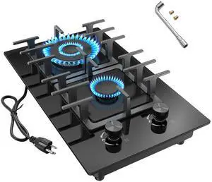 2 Burner Gas Stove Propane Cooktop, Tempered Glass Gas Cooktop 12 inch Stainless Steel Propane Burner with Thermocouple Protection, Lpg/Ng Dual Fuel Built-in Stove Top for Apartments, Rvs 2 Burner Gas Stove Propane Cooktop, Tempered Glass Gas Cooktop 12 inch Stainless Steel Propane Burner with Thermocouple Protection, Lpg/Ng Dual Fuel Built-in Stove Top for Apartments, Rvs