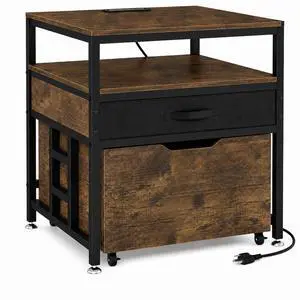 Mini Fridge Stand with Storage Drawer for Dorm Room, 220 lb Heavy Duty Refrigerator Stand with Power Outlet and Pull-Out Basket, Small Fridge Table for Apartment, office, Kitchen, Retro Brown Mini Fridge Stand with Storage Drawer for Dorm Room, 220 lb Heavy Duty Refrigerator Stand with Power Outlet and Pull-Out Basket, Small Fridge Table for Apartment, office, Kitchen, Retro Brown
