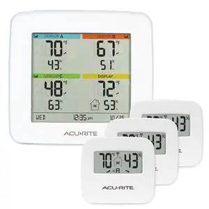 01095M Indoor Temperature & Humidity Station with 3 Sensors, White 01095M Indoor Temperature & Humidity Station with 3 Sensors, White