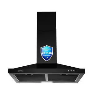 24 inch Range Hood Black,Stainless Steel Chimney-Style Kitchen Hood, Ductless Stove Hood Vent with Energy Saving LED Light,Wall Mount Vent Hood, Push Button 3-Speed Exhaust Fan 24 inch Range Hood Black,Stainless Steel Chimney-Style Kitchen Hood, Ductless Stove Hood Vent with Energy Saving LED Light,Wall Mount Vent Hood, Push Button 3-Speed Exhaust Fan