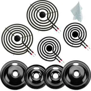 5304430149 5304430150 Porcelain Drip Pan Set & MP22YA Electric Range Burner Element Unit Set Replaces 318067041 318067051 by -Compatible with Frigidaire Kenmore Crosley Range Oven/Stove 5304430149 5304430150 Porcelain Drip Pan Set & MP22YA Electric Range Burner Element Unit Set Replaces 318067041 318067051 by -Compatible with Frigidaire Kenmore Crosley Range Oven/Stove