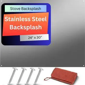 24x30 Stainless Steel Kitchen Backsplash Oven Spatter Shield | 24"x30" stainless steel backsplash with pre-drilled holes oven spatter shield, stain guard for stove 24x30 Stainless Steel Kitchen Backsplash Oven Spatter Shield | 24"x30" stainless steel backsplash with pre-drilled holes oven spatter shield, stain guard for stove