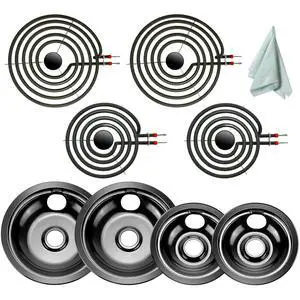 UPGRADED5304430149 5304430150 Porcelain Drip Pan Bowls & MP22YA Electric Range Burner Element Unit Set Fit for Frigidaire Kenmore Crosley Range Oven Stove Replace 318067041 318067051 by UPGRADED5304430149 5304430150 Porcelain Drip Pan Bowls & MP22YA Electric Range Burner Element Unit Set Fit for Frigidaire Kenmore Crosley Range Oven Stove Replace 318067041 318067051 by