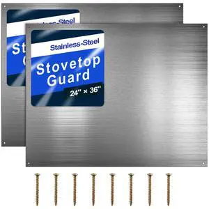 24 by 36 Inch Reversible Stainless Steel Backsplash Metal Backsplash Kitchen Stove Behind Metal Sheet Panels with 4 Pre Drilled Holes and Screws for Wall Protector(2 Packs) 24 by 36 Inch Reversible Stainless Steel Backsplash Metal Backsplash Kitchen Stove Behind Metal Sheet Panels with 4 Pre Drilled Holes and Screws for Wall Protector(2 Packs)