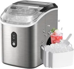 Nugget Ice Maker Countertop, Pellet Ice Machine with Self-Cleaning Function, Produces 33 lbs of Chewable Ice in 24 Hours, Sonic Ice Maker Perfect for Home Kitchens and Offices, Stainless Steel Nugget Ice Maker Countertop, Pellet Ice Machine with Self-Cleaning Function, Produces 33 lbs of Chewable Ice in 24 Hours, Sonic Ice Maker Perfect for Home Kitchens and Offices, Stainless Steel