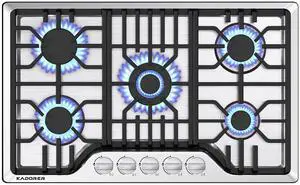 30 inch Gas Cooktop, Bulit-in Gas Stove Top with 5 Burner, NG/LPG Convertible Cooktops, 5 Burner Propane Cooktop with Thermocouple Protection, Stainless Steel 30 inch Gas Cooktop, Bulit-in Gas Stove Top with 5 Burner, NG/LPG Convertible Cooktops, 5 Burner Propane Cooktop with Thermocouple Protection, Stainless Steel