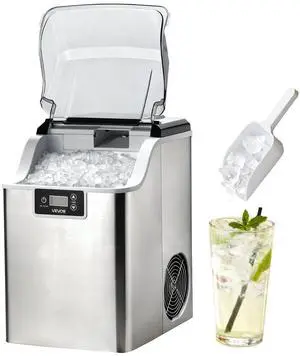 Countertop Ice Maker, 44 lbs per Day, Self-Cleaning Portable Machine with Scoop, Nugget Ice Machine with Chewable ICES for Home, Kitchen, Office, Bar & Party, 4 lbs Ice-Storage, Sliver Countertop Ice Maker, 44 lbs per Day, Self-Cleaning Portable Machine with Scoop, Nugget Ice Machine with Chewable ICES for Home, Kitchen, Office, Bar & Party, 4 lbs Ice-Storage, Sliver