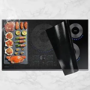 Translucent Induction Cooktop Protector Mat, 21.2 x 35.4 in | Heat Resistant to 450, for Magnetic Cooktops, Scratch and Stain Protection, Reusable Kitchen Mat, Non Slip, Dishwasher Safe Translucent Induction Cooktop Protector Mat, 21.2 x 35.4 in | Heat Resistant to 450, for Magnetic Cooktops, Scratch and Stain Protection, Reusable Kitchen Mat, Non Slip, Dishwasher Safe