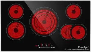 36 Inch Electric Cooktop, 5 Burner Radiant Stove Top | 9200W radiant heat, 220-240V hardwired, works with all cookware, ideal for kitchen remodels, touch control, timer, child lock 36 Inch Electric Cooktop, 5 Burner Radiant Stove Top | 9200W radiant heat, 220-240V hardwired, works with all cookware, ideal for kitchen remodels, touch control, timer, child lock