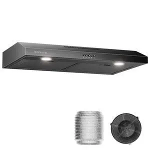 Under Cabinet Range Hood 36 inch 250 CFM Matte Black with LED Lights | with LED Lights, Under Cabinet Mount, 250 CFM Airflow, Matte Black Finish, 36 in Width Under Cabinet Range Hood 36 inch 250 CFM Matte Black with LED Lights | with LED Lights, Under Cabinet Mount, 250 CFM Airflow, Matte Black Finish, 36 in Width