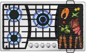 36 inch Gas Cooktop with Griddle, Bulit-in Gas Stove Top with 5 Burner, NG/LPG Convertible Cooktops, 5 Burner Propane Cooktop with Thermocouple Protection, Stainless Steel 36 inch Gas Cooktop with Griddle, Bulit-in Gas Stove Top with 5 Burner, NG/LPG Convertible Cooktops, 5 Burner Propane Cooktop with Thermocouple Protection, Stainless Steel