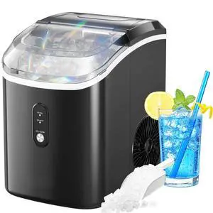 Nugget Ice Maker Countertop, Pellet Ice Machine with Self-Cleaning Function, Produces 33 lbs of Chewable Ice in 24 Hours, Sonic Ice Maker Perfect for Home Kitchens and Offices, Black Nugget Ice Maker Countertop, Pellet Ice Machine with Self-Cleaning Function, Produces 33 lbs of Chewable Ice in 24 Hours, Sonic Ice Maker Perfect for Home Kitchens and Offices, Black