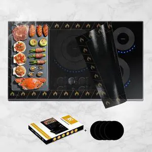 Translucent Induction Cooktop Protector Mat, 20.4 x 30.7 in | Flame Pattern, for Magnetic Cooktops, Protects from Scratches and Stains, Heat Resistant to 450, Non Slip, Dishwasher Safe Translucent Induction Cooktop Protector Mat, 20.4 x 30.7 in | Flame Pattern, for Magnetic Cooktops, Protects from Scratches and Stains, Heat Resistant to 450, Non Slip, Dishwasher Safe