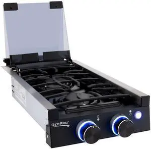 RV Black 2 Burner Cooktop Stove 6,500 & 8,000 BTU Burners RV Black 2 Burner Cooktop Stove 6,500 & 8,000 BTU Burners
