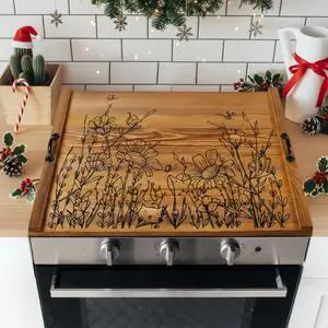 Wooden Noodle Board Stove Top Cover with Handles for Electric Stove 30" x 22" Pine Wooden Stoves Cover for Gas Burners Decorative Tray for Kitchen Wooden Noodle Board Stove Top Cover with Handles for Electric Stove 30" x 22" Pine Wooden Stoves Cover for Gas Burners Decorative Tray for Kitchen