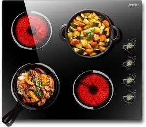 Electric Cooktop 24 Inch 6000W 220V Built-in | 4 Burner Radiant Electric Cooktop with Knob Control 24", 9 Heating Levels, Residual Heat Indication 240V Hard Wired (No Plug) Electric Cooktop 24 Inch 6000W 220V Built-in | 4 Burner Radiant Electric Cooktop with Knob Control 24", 9 Heating Levels, Residual Heat Indication 240V Hard Wired (No Plug)
