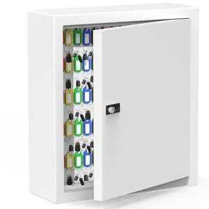 Lock Key Cabinet with Storage: 131-Keys Steel Wall Mount Key Cabinet Organizer - Large Storage and Secure Combination Lock Box for Office Home Business White Lock Key Cabinet with Storage: 131-Keys Steel Wall Mount Key Cabinet Organizer - Large Storage and Secure Combination Lock Box for Office Home Business White