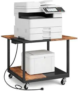 23.6"×23.6" Large Printer Stand, Printer Table with Charging Station, Printer Cart on Wheels, Rolling Cart, for Office, Living Room, Rustic Brown and Black BF14UPS01 23.6"×23.6" Large Printer Stand, Printer Table with Charging Station, Printer Cart on Wheels, Rolling Cart, for Office, Living Room, Rustic Brown and Black BF14UPS01