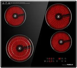 24in 4 Burner Ceramic Electric Cooktop 6500W Infrared Cooker | Child lock and auto safety. 9 power levels, easy-clean glass. Built-in or countertop. Hardwired connection, no plug included 24in 4 Burner Ceramic Electric Cooktop 6500W Infrared Cooker | Child lock and auto safety. 9 power levels, easy-clean glass. Built-in or countertop. Hardwired connection, no plug included