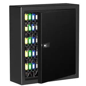 Lock Key Cabinet with Storage: 131-Keys Steel Wall Mount Key Cabinet Organizer - Large Storage and Secure Combination Lock Box for Office Home Business Black Lock Key Cabinet with Storage: 131-Keys Steel Wall Mount Key Cabinet Organizer - Large Storage and Secure Combination Lock Box for Office Home Business Black