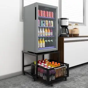 19.7" x19.7" Mini Fridge Stand with Storage Fridge Cart, Black | Mobile Beverage Refrigerator Stand, Compact Refrigerator Organizer with Drawer & Rolling Basket for Home Office 19.7" x19.7" Mini Fridge Stand with Storage Fridge Cart, Black | Mobile Beverage Refrigerator Stand, Compact Refrigerator Organizer with Drawer & Rolling Basket for Home Office