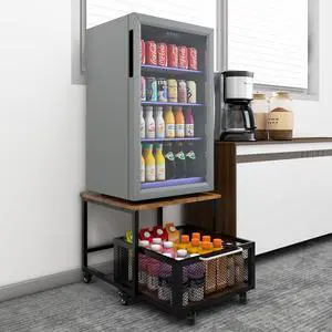 19.7" x19.7" Mini Fridge Stand with Storage Fridge Cart, Retro | Mobile Beverage Refrigerator Stand, Compact Refrigerator Organizer with Drawer & Rolling Basket for Home Office 19.7" x19.7" Mini Fridge Stand with Storage Fridge Cart, Retro | Mobile Beverage Refrigerator Stand, Compact Refrigerator Organizer with Drawer & Rolling Basket for Home Office