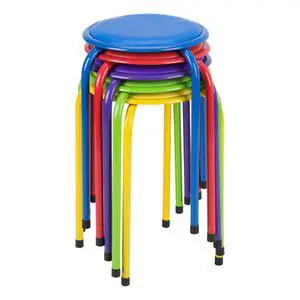 Stacking Stools with Padded Seats for Kids and Adults, 17" Standard Height Portable Nesting Padded Classroom Stools, Assorted Color, Pack of 5 Stacking Stools with Padded Seats for Kids and Adults, 17" Standard Height Portable Nesting Padded Classroom Stools, Assorted Color, Pack of 5