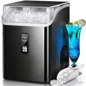 Nugget Ice Maker, Countertop Ice Machine with 35lbs Per Day, Chewable Pebble Ice, Self-Cleaning, One-Touch Control, Ice Basket & Scoop, for Home, Kitchen, Office & Outdoor, Black Nugget Ice Maker, Countertop Ice Machine with 35lbs Per Day, Chewable Pebble Ice, Self-Cleaning, One-Touch Control, Ice Basket & Scoop, for Home, Kitchen, Office & Outdoor, Black