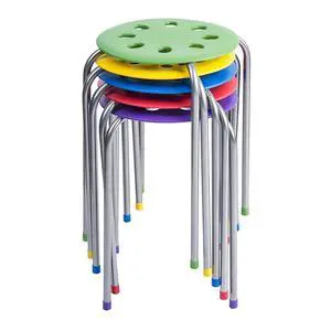 Plastic Classroom Stools for Kids, Multipurpose Stool Chairs, Flexible Seating, Stacking Stools, Stainless Steel Legs - Set of 5, Multi-Color Plastic Classroom Stools for Kids, Multipurpose Stool Chairs, Flexible Seating, Stacking Stools, Stainless Steel Legs - Set of 5, Multi-Color