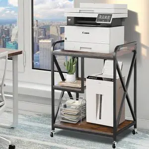 Extra Large Printer Stand with Wheels, 17"D x 24"W x 32"H, Bearing 300 LBS | Rolling Printer Cart with X-shaped Frame, Mobile Printer Table with Wheels for Home Office, Printer Stand with Storage Extra Large Printer Stand with Wheels, 17"D x 24"W x 32"H, Bearing 300 LBS | Rolling Printer Cart with X-shaped Frame, Mobile Printer Table with Wheels for Home Office, Printer Stand with Storage