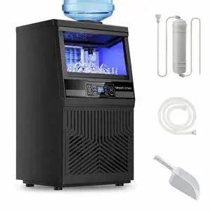 Commercial Ice Maker Machine 80Lbs/24H Dual Water Inlet Black | 20Lbs Storage Bin, Freestanding, 36 Ice Cubes/Cycle, Adjustable Ice Thickness, Self-Cleaning, for Home, Bar, Coffee Shop Commercial Ice Maker Machine 80Lbs/24H Dual Water Inlet Black | 20Lbs Storage Bin, Freestanding, 36 Ice Cubes/Cycle, Adjustable Ice Thickness, Self-Cleaning, for Home, Bar, Coffee Shop