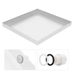 Heavy Duty Washing Machine Drain Pan 19 Guage Thick Stainless Steel 32X30X2-1/2in, Including 1" Drain Fittings (Matte White) Heavy Duty Washing Machine Drain Pan 19 Guage Thick Stainless Steel 32X30X2-1/2in, Including 1" Drain Fittings (Matte White)