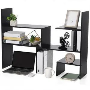 Expandable Dorm Desk Dutch Adjustable Desktop Bookshelf Wooden Desktop Storage Organizer Bookcase Cubby Book Rack for College Dorm Home Office Furniture (Black) Expandable Dorm Desk Dutch Adjustable Desktop Bookshelf Wooden Desktop Storage Organizer Bookcase Cubby Book Rack for College Dorm Home Office Furniture (Black)