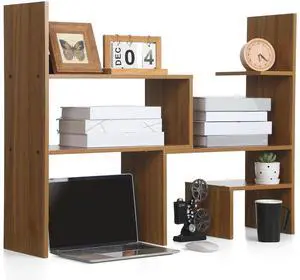 Expandable Dorm Desk Dutch Adjustable Desktop Bookshelf Wooden Desktop Storage Organizer Bookcase Cubby Book Rack for College Dorm Home Office Furniture(Brown) Expandable Dorm Desk Dutch Adjustable Desktop Bookshelf Wooden Desktop Storage Organizer Bookcase Cubby Book Rack for College Dorm Home Office Furniture(Brown)