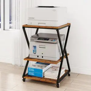 3 Tier Large Printer Table,19.7''x19.7'', Height Adjustable,Retro | Printer Stand,Rolling Printer Cart with Wheels,Multifunctional Organizer Shelf, Side Table for Home Office Kitchen 3 Tier Large Printer Table,19.7''x19.7'', Height Adjustable,Retro | Printer Stand,Rolling Printer Cart with Wheels,Multifunctional Organizer Shelf, Side Table for Home Office Kitchen