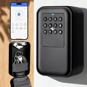 Smart Bluetooth Key Lock Box TTLock App Control, Silicone Button IP65 Waterproof, Extra Large Safe Storage Wall Mount & Shackle for Airbnb Realtor House Office Smart Bluetooth Key Lock Box TTLock App Control, Silicone Button IP65 Waterproof, Extra Large Safe Storage Wall Mount & Shackle for Airbnb Realtor House Office