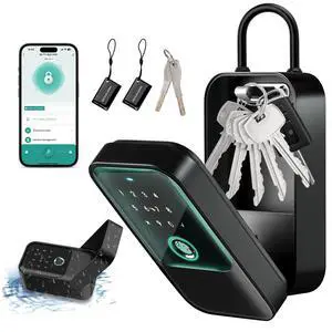 Smart Lock Box for House Keys, Fingerprint Lockbox Bluetooth Key Box with 5 Unlock Ways Fingerprint, Tuya App Control, Access Card, Passcodes, Manual Key for Airbnb & Home & Office & Garage Smart Lock Box for House Keys, Fingerprint Lockbox Bluetooth Key Box with 5 Unlock Ways Fingerprint, Tuya App Control, Access Card, Passcodes, Manual Key for Airbnb & Home & Office & Garage