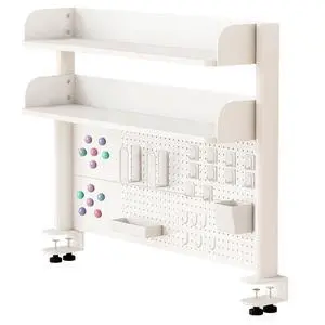 Clamp On Desk Organizer Shelf,White Desk Extender Pegboard Workstation,Computer Desk Accessories for Office, Desktop Shelving System,Desktop Bookshelf Storage Shelves for Desk,31.5in Clamp On Desk Organizer Shelf,White Desk Extender Pegboard Workstation,Computer Desk Accessories for Office, Desktop Shelving System,Desktop Bookshelf Storage Shelves for Desk,31.5in
