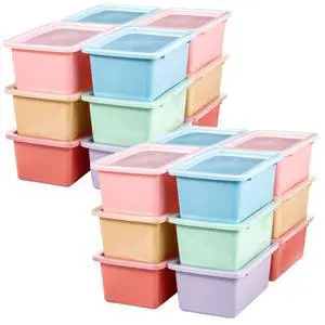 24 Pcs Plastic Small Cubby Bins with Lids Toy Storage Bins Classroom Storage Organizer Containers Books Bins With 15 Sheets Self Adhesive Labels for Classroom School Supplies(Macaron) 24 Pcs Plastic Small Cubby Bins with Lids Toy Storage Bins Classroom Storage Organizer Containers Books Bins With 15 Sheets Self Adhesive Labels for Classroom School Supplies(Macaron)