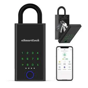 Smart Lock Box Fingerprint APP Bluetooth Electronic Key Safe with Digital Code, Weatherproof for Outdoor Wall/Door Mount - Large Capacity Key Hider for Realtors Airbnb Hosts Garage Security Smart Lock Box Fingerprint APP Bluetooth Electronic Key Safe with Digital Code, Weatherproof for Outdoor Wall/Door Mount - Large Capacity Key Hider for Realtors Airbnb Hosts Garage Security