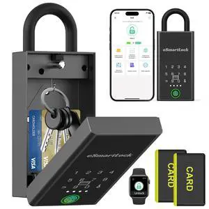 Smart Key Lock Box with Code,Bluetooth RFID Fingerprint Lock Box APP Control,Electronic Dital Lock Box,Larger Waterproof Key Lock Box Wall Mount for House Realtor Office Warehouse Airbnb Smart Key Lock Box with Code,Bluetooth RFID Fingerprint Lock Box APP Control,Electronic Dital Lock Box,Larger Waterproof Key Lock Box Wall Mount for House Realtor Office Warehouse Airbnb