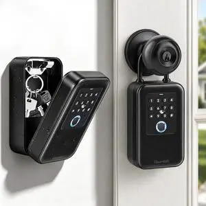 Upgraded Smart Key Lock Box for Outdoor-Key Safe with Fingerprint, Passcode, App, Card & Keys Access,IP65 Waterproof, Wall Mount or Shackle, Ideal for Airbnb, Family & Realtors | TTLock App Version Upgraded Smart Key Lock Box for Outdoor-Key Safe with Fingerprint, Passcode, App, Card & Keys Access,IP65 Waterproof, Wall Mount or Shackle, Ideal for Airbnb, Family & Realtors | TTLock App Version
